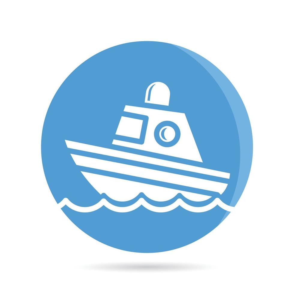 yacht icon in blue roud button vector