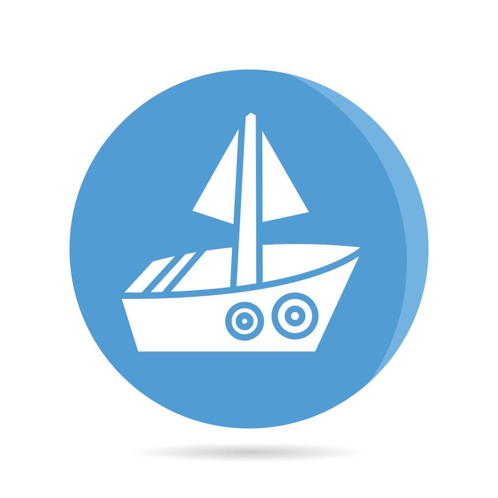 small boat icon in blue roud button vector