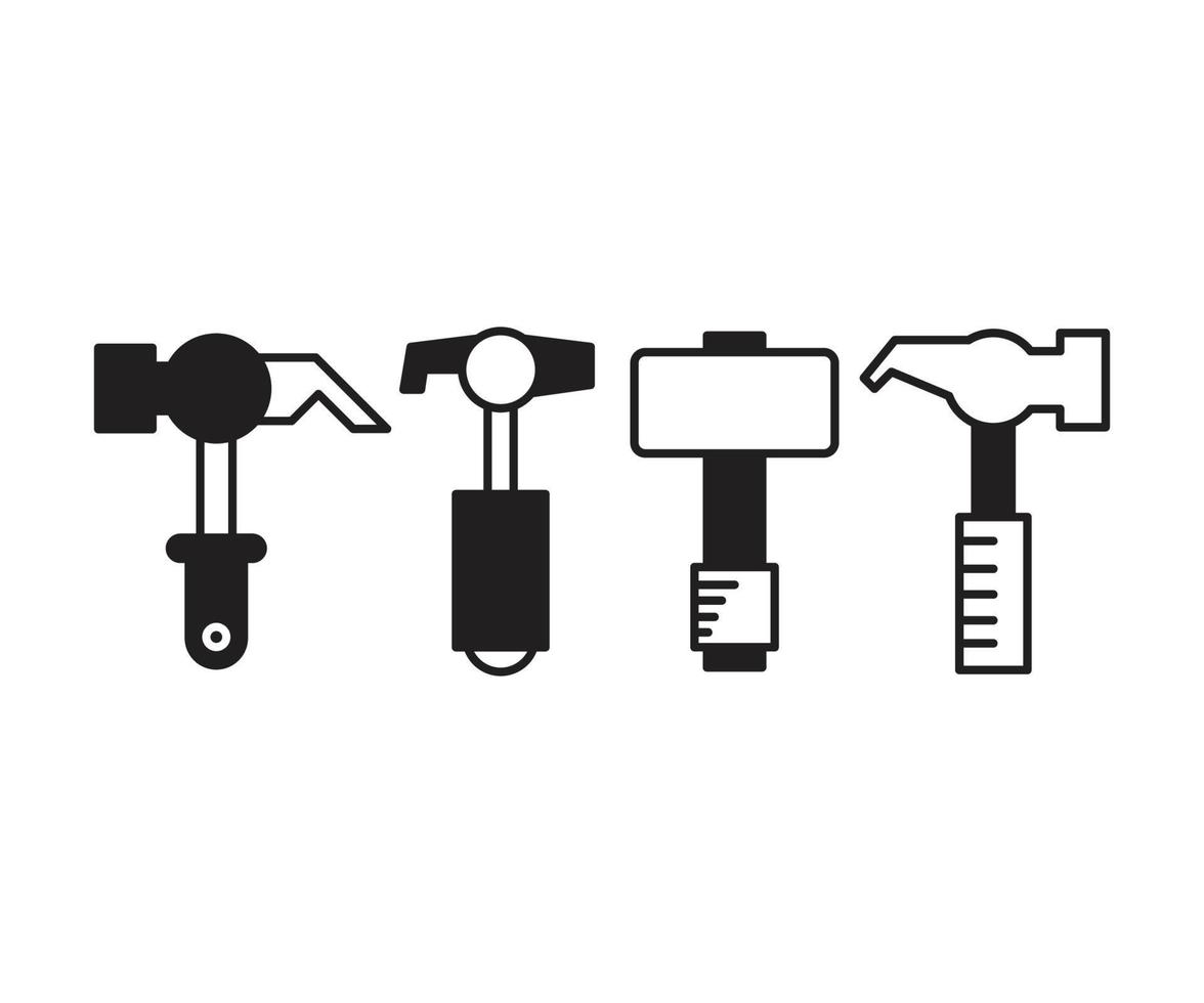 mallet and hammer tool icons set vector