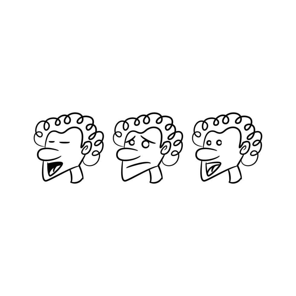 hand drawn comic human head avatars vector