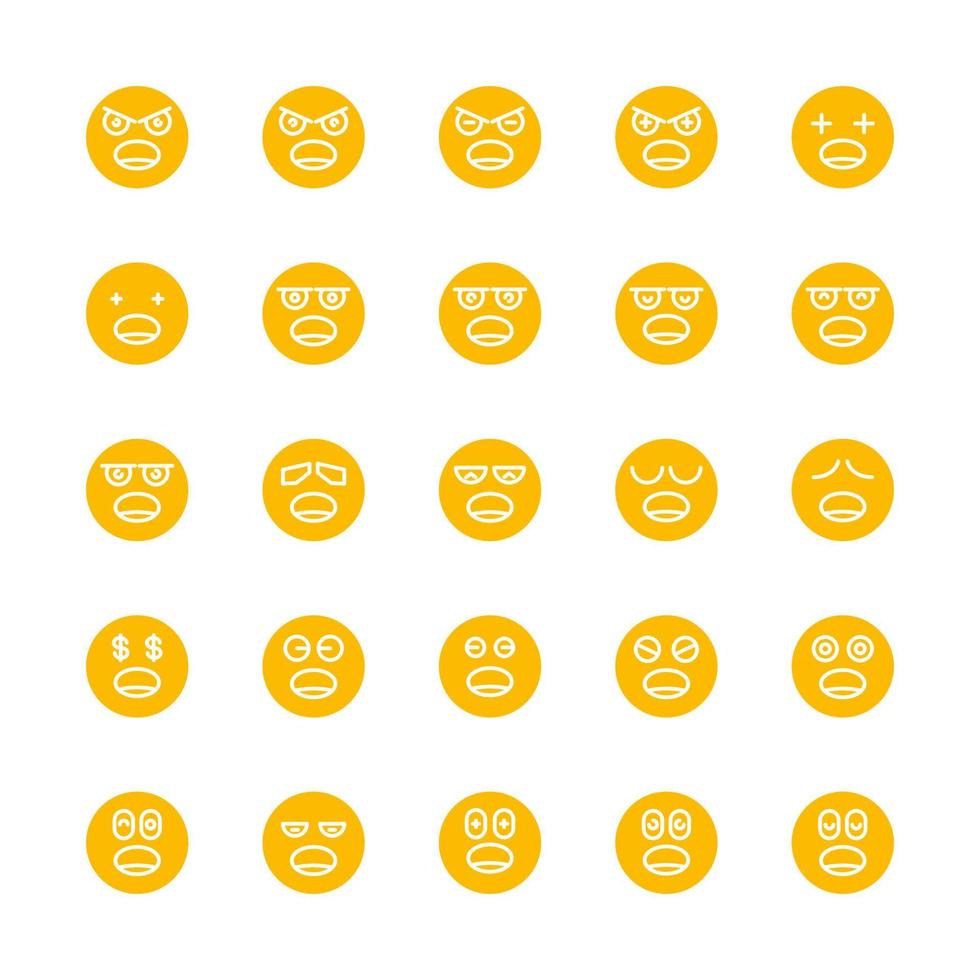 amazed and bored cute emoticons set vector