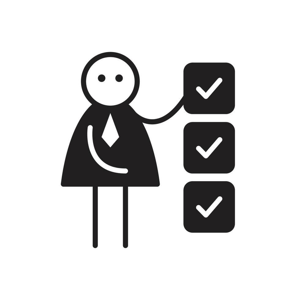 businessman stick figure and check list illustration vector