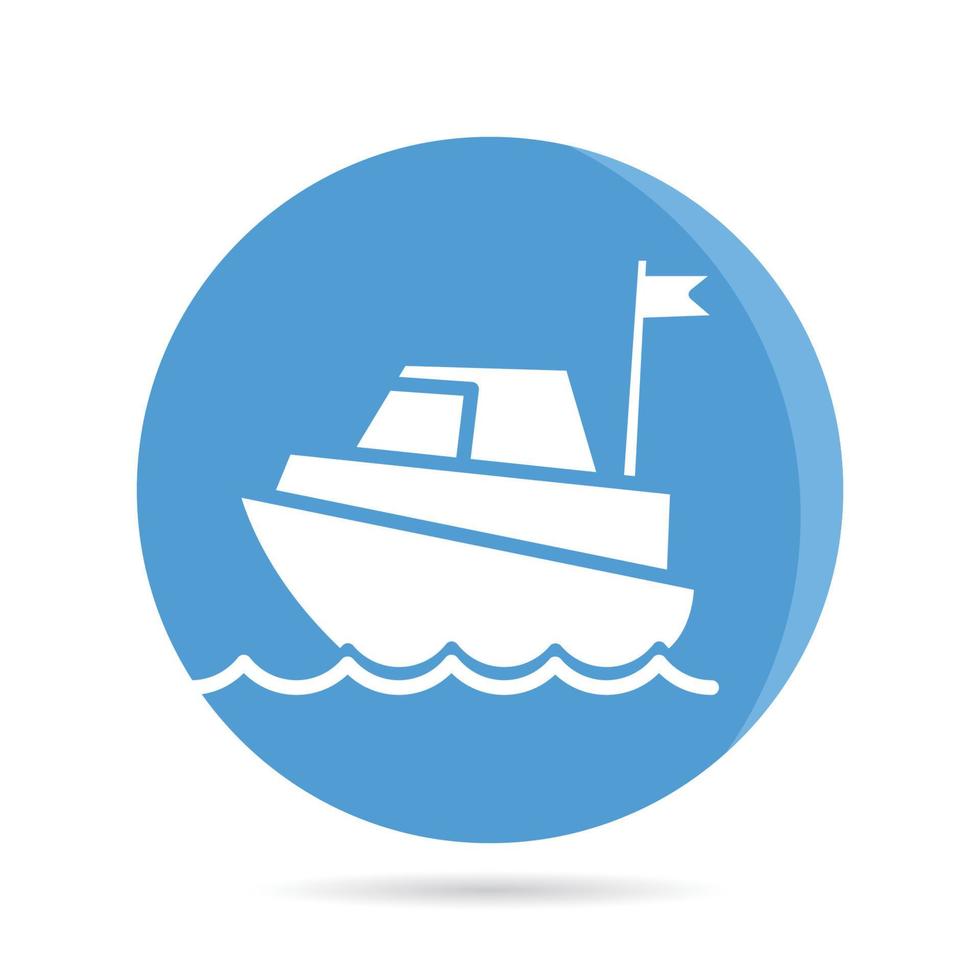 yacht icon in blue roud button vector