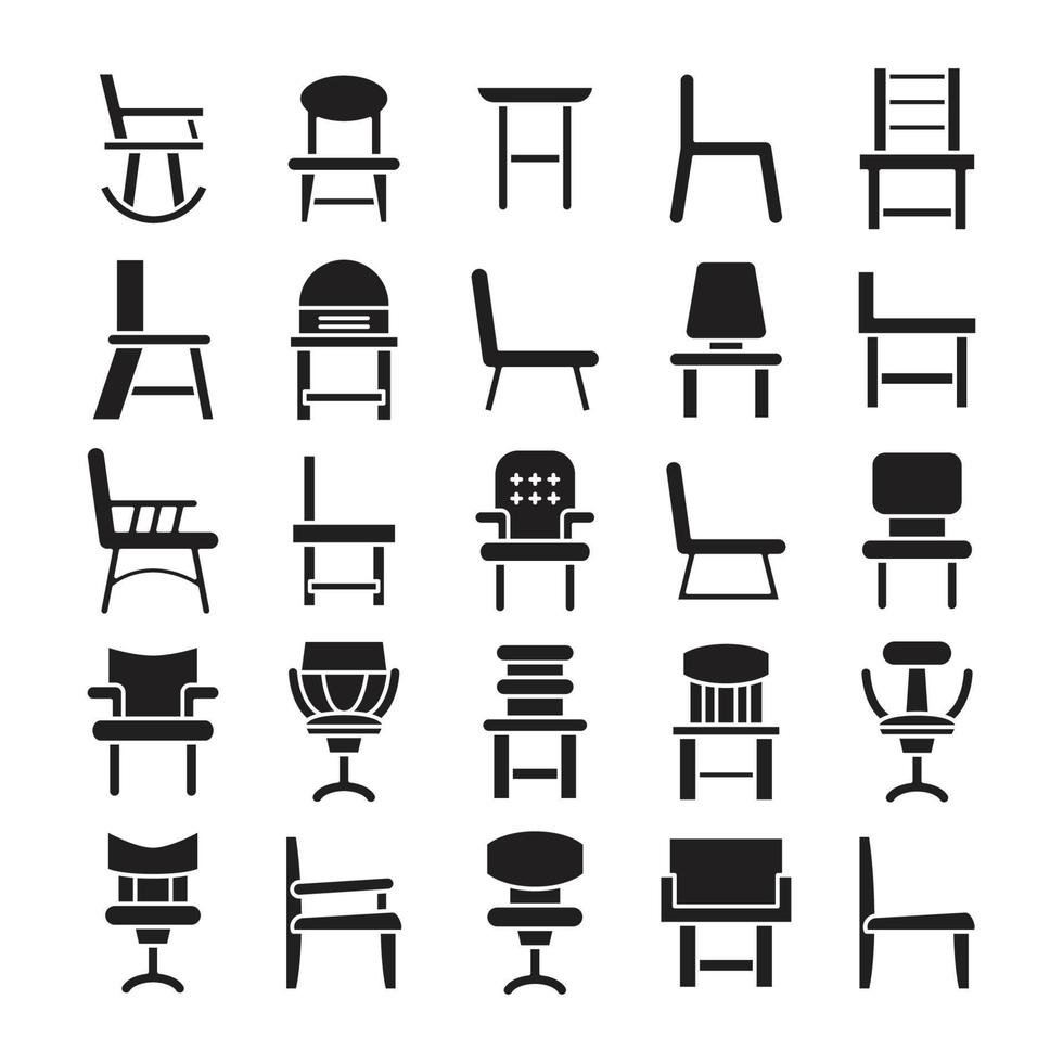 chair icons set vector