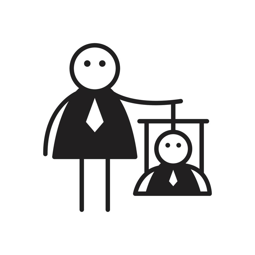 businessman stick figure character holding people vector