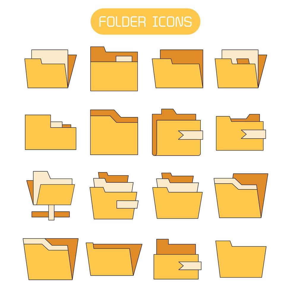 folder icons set vector
