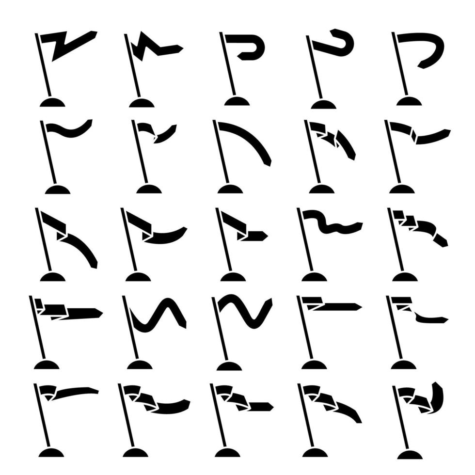 flag pole icons set vector
