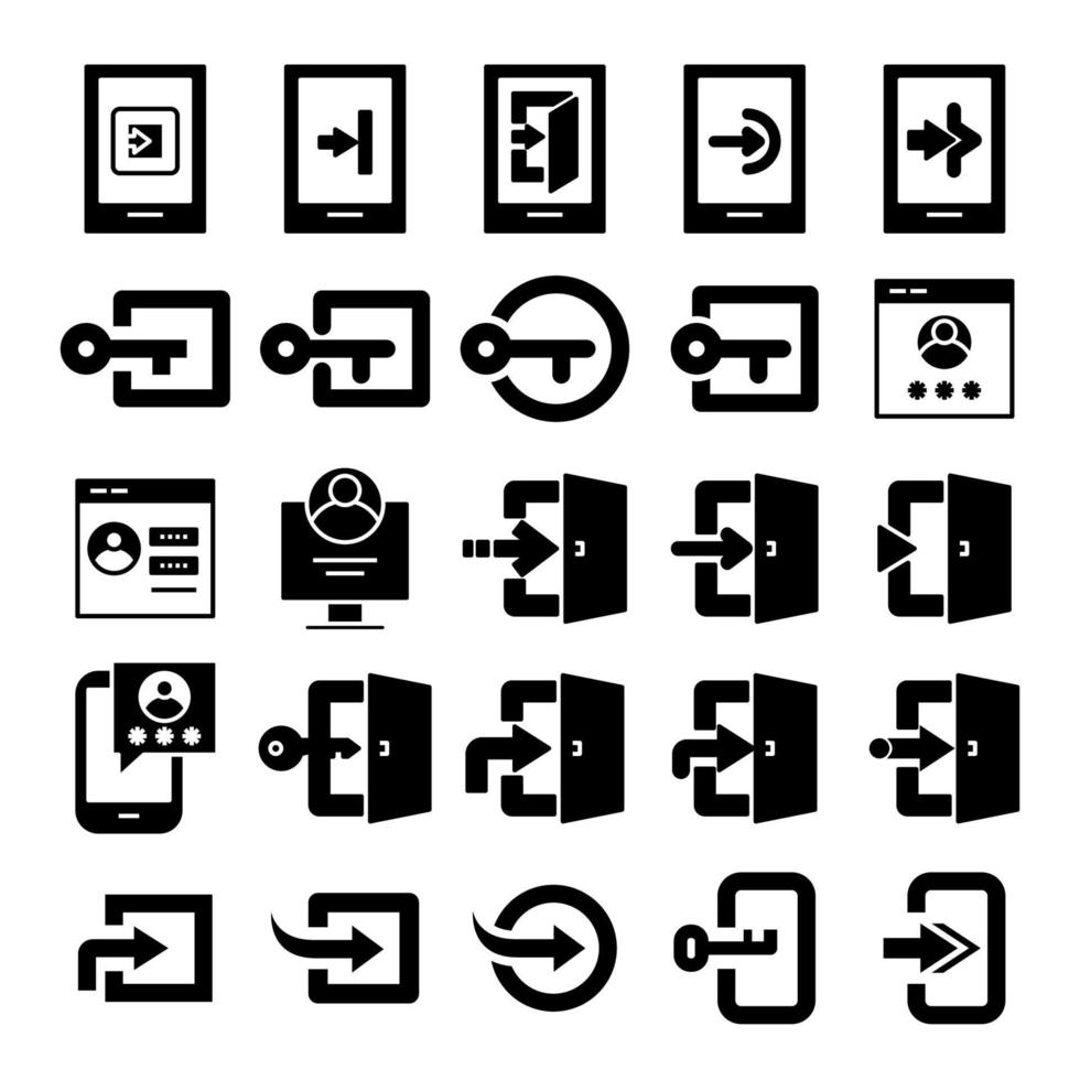 user profile, login and register icons set vector