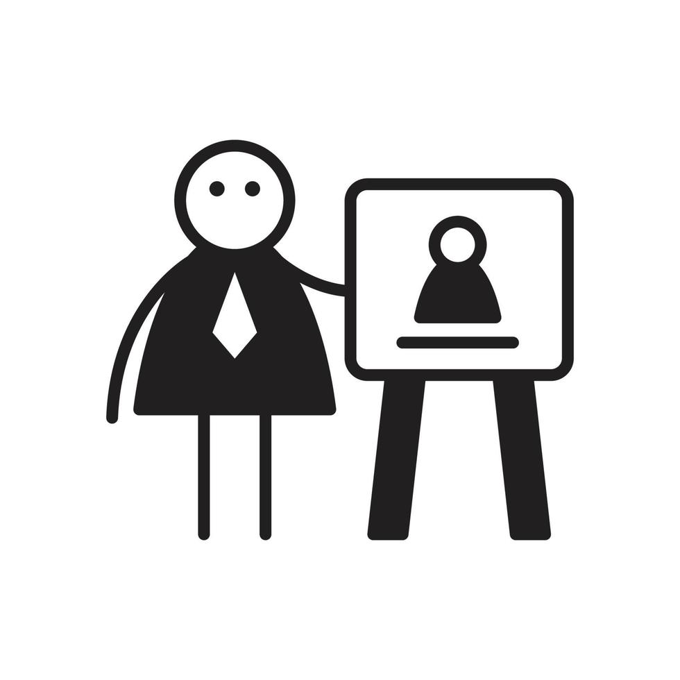 businessman stick figure and white board illustration vector