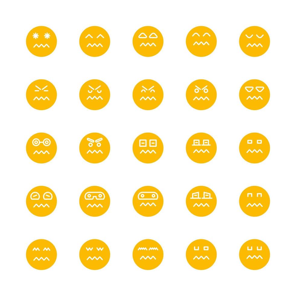 nervous cute emoticons set vector