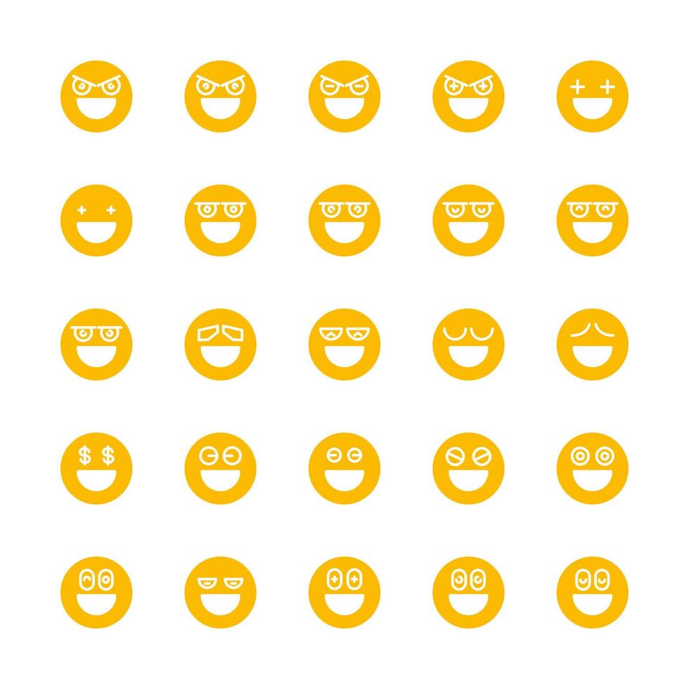yellow smile cute emoticons set vector