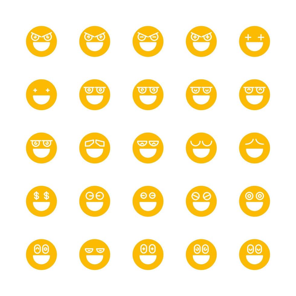 conjunto de emoticonos lindos de sonrisa amarilla vector