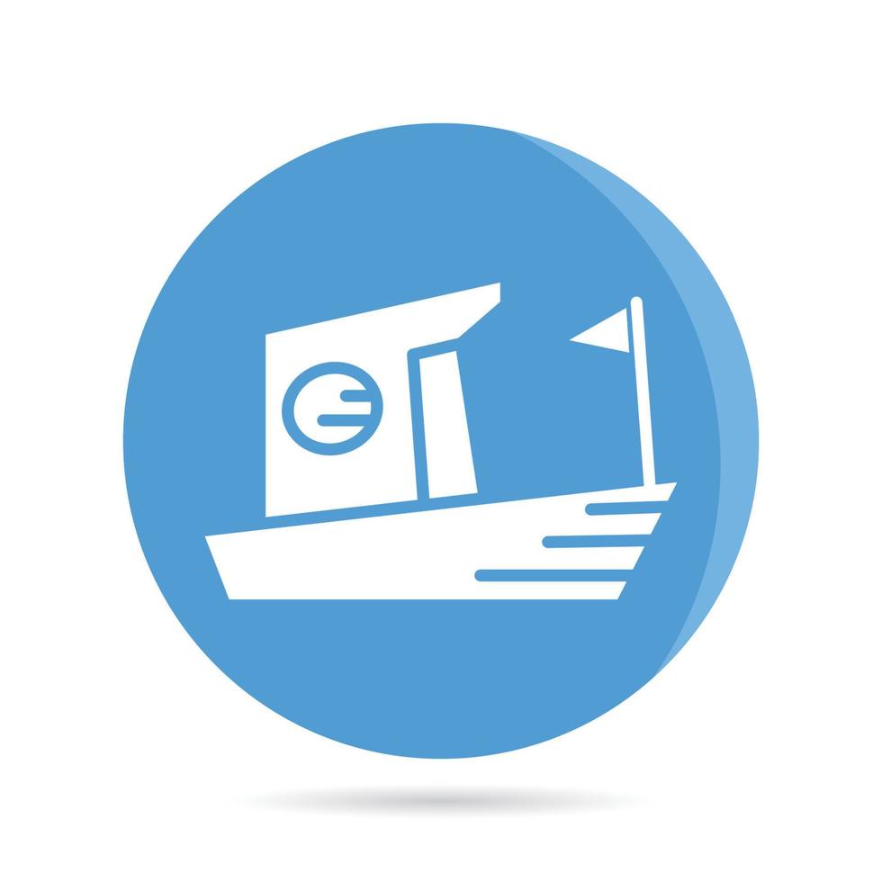 fishing boat icon in blue roud button vector