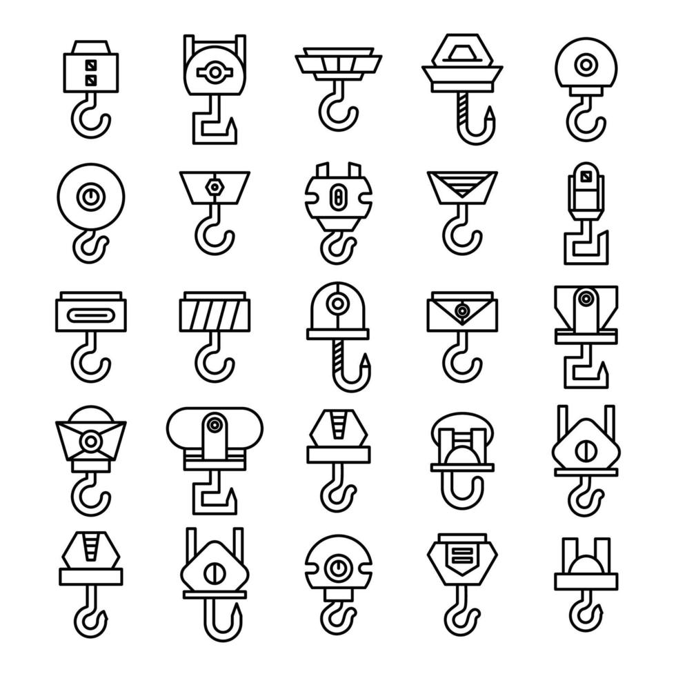 conjunto de iconos de gancho de elevación y grúa vector