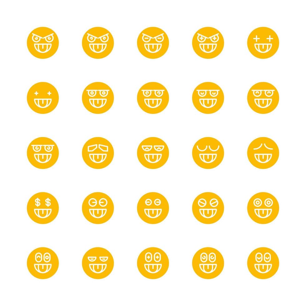yellow cheeky cute emoticons set vector