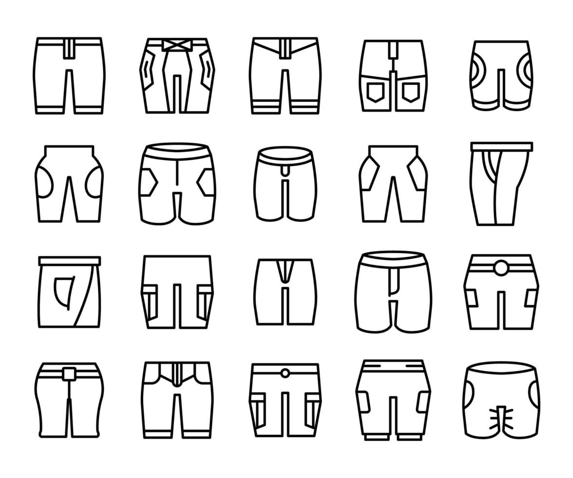 short pants icons set vector