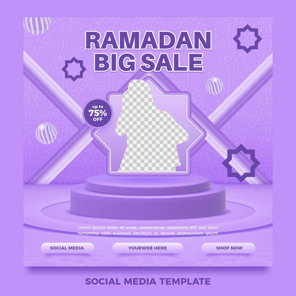 Ramadan sale square banner template vector