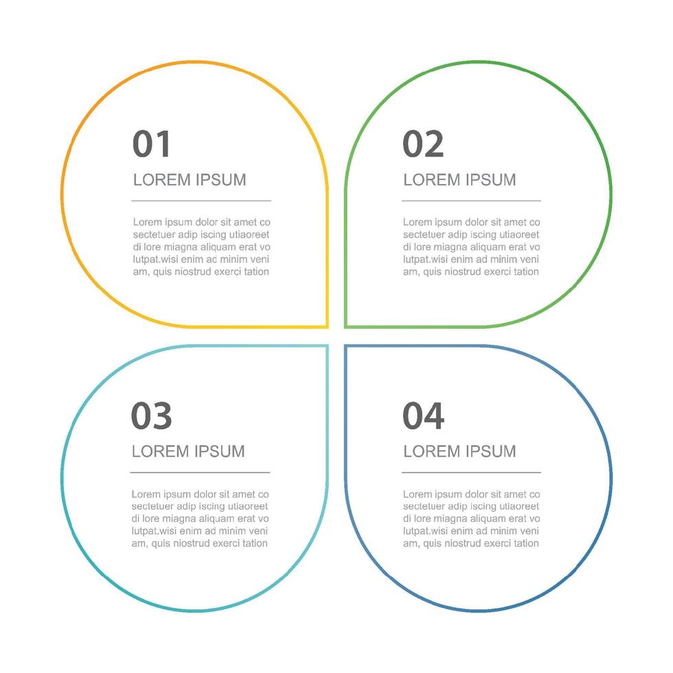 4 data infographics tab thin line index template. Vector illustration abstract square infographic background.