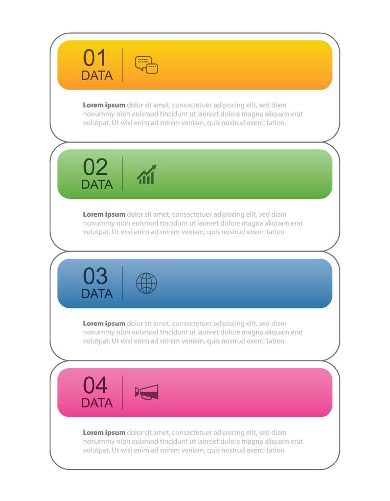 4 data infographics tab thin line index template. Vector illustration abstract square infographic background.