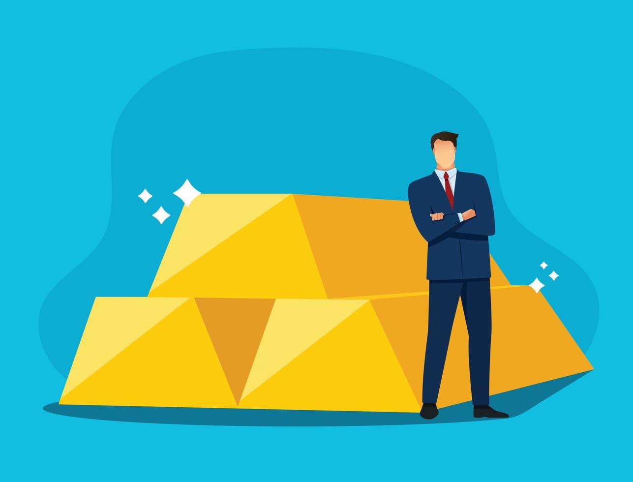 businessman with stack of gold. success business concept vector