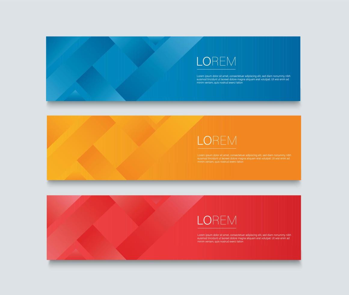 Set of modern colorful banner template Blue Red and Orange Banner design vector