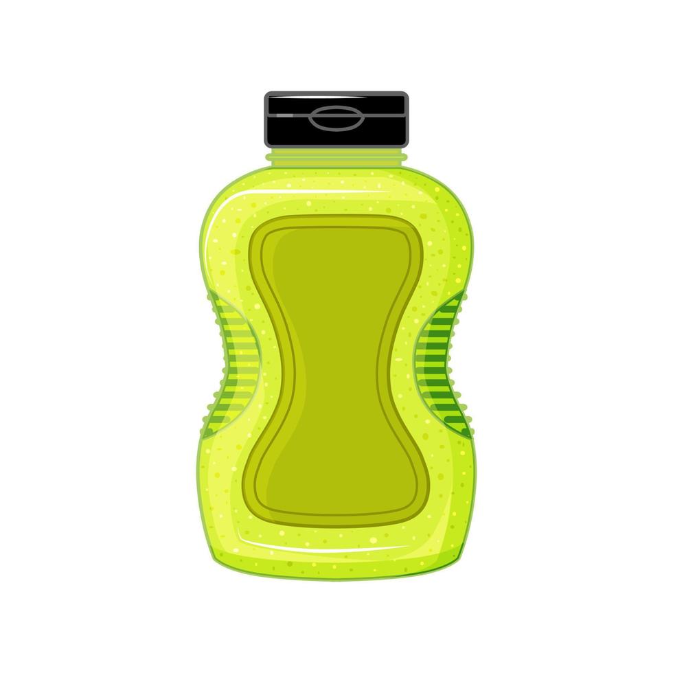 Bottle of wasabi on a white isolated background. Hot sauce in the cartoon style. Mock up. Vector illustration.