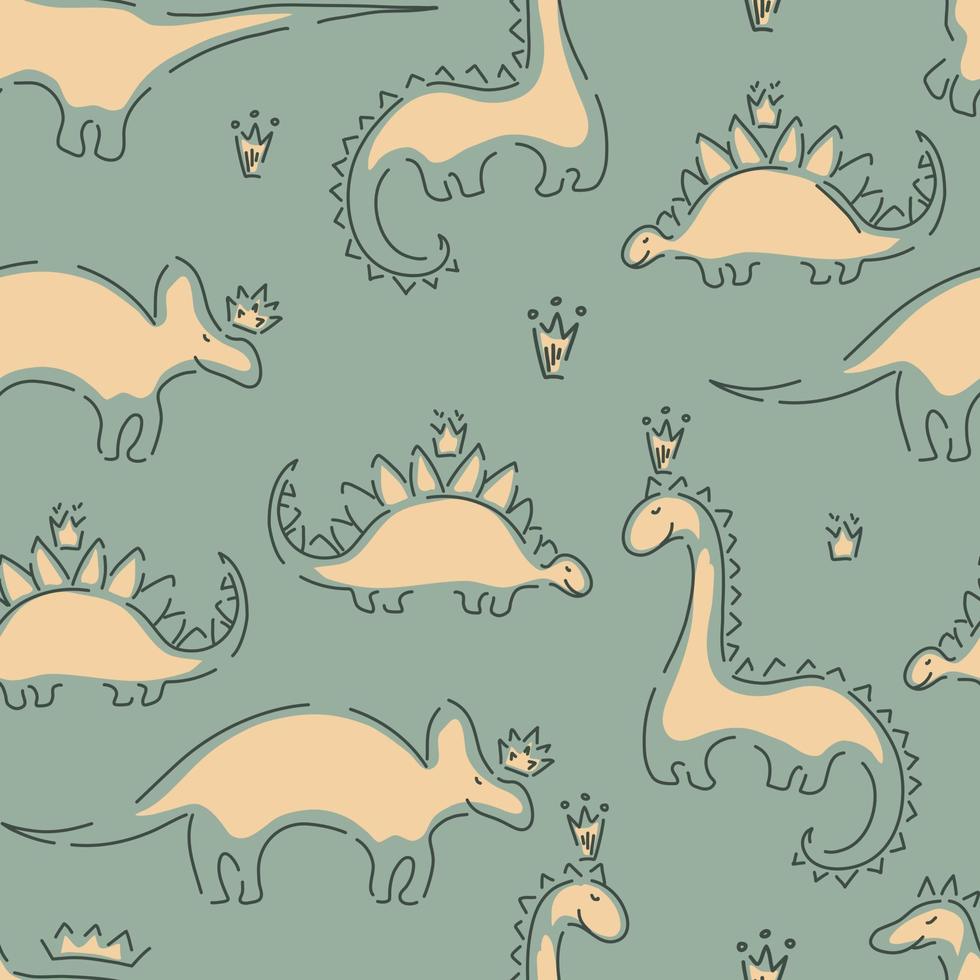 dinosaurios y coronas patrón minimalista sin fisuras para niños textiles,  papel pintado, decoración. fondo abstracto vectorial 7008548 Vector en  Vecteezy