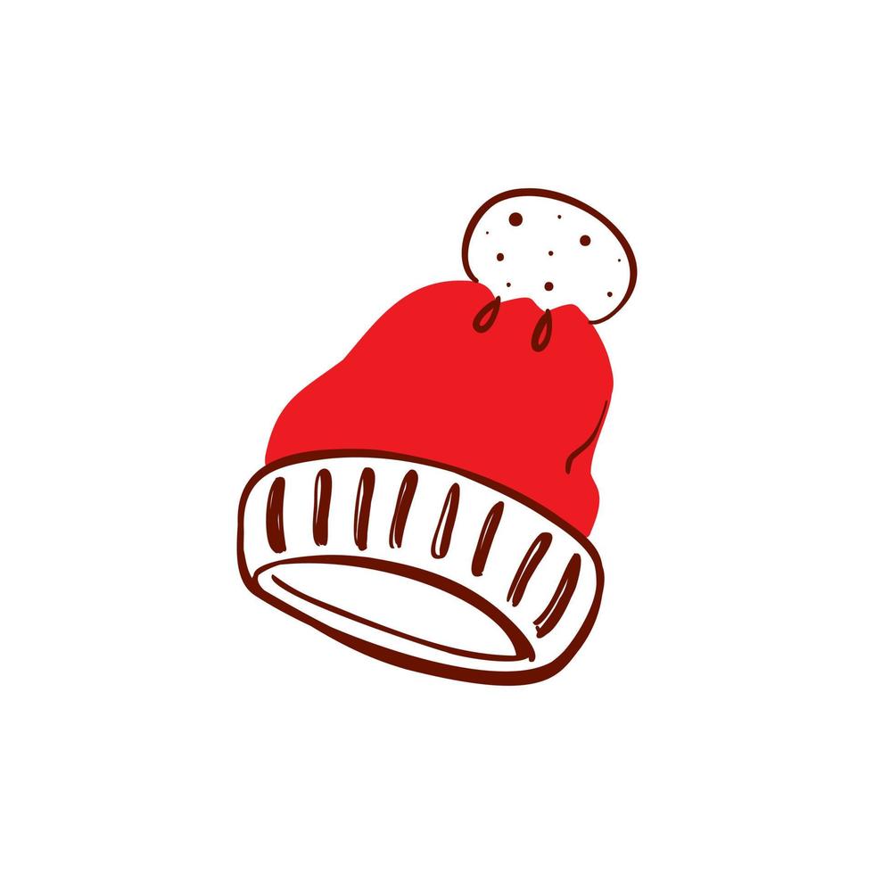 Knitted Hat with Pompom simple line vector icon. Symbol, logo illustration. Vector graphics.