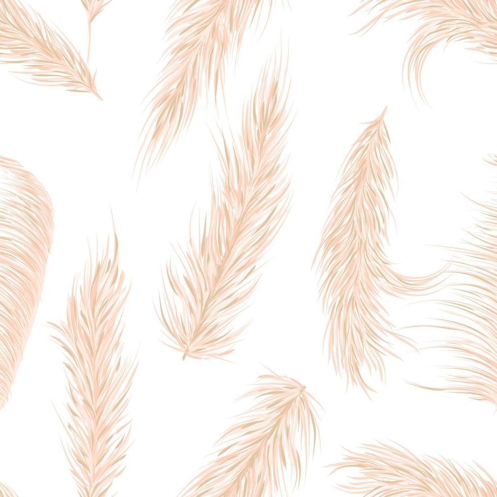 Dry pampas grass seamless vector pattern.  Boho. Vector illustration.
