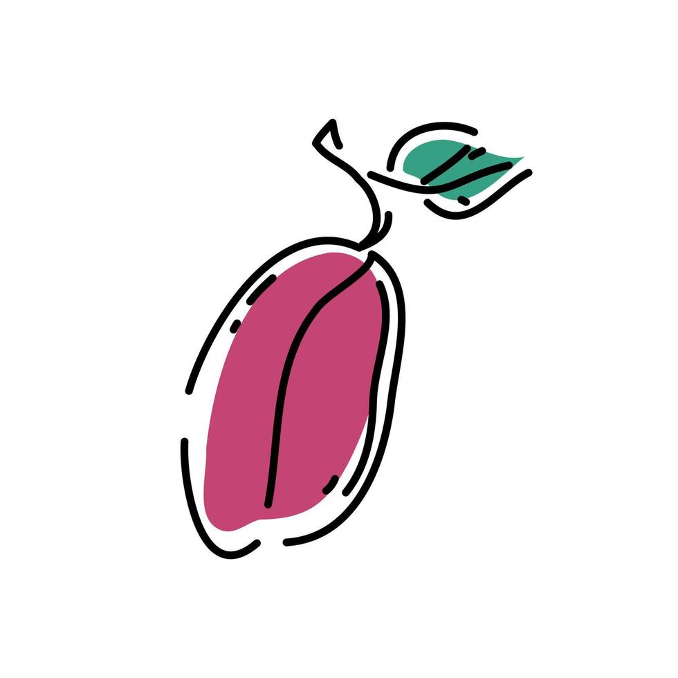 Ripe plum icon on a white background. Abstract. Vector illustration.