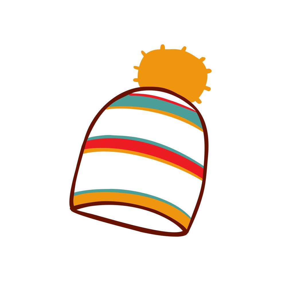 sombrero de punto con pompón icono de vector de línea simple. símbolo, ilustración de logotipo. gráficos vectoriales