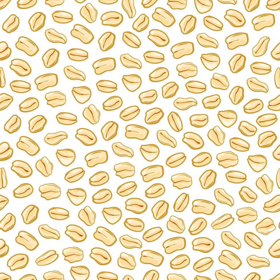 Oatmeal vector pattern. Seamless background of cereal grains. Isolated muesli pattern on a white background. Healthy eating