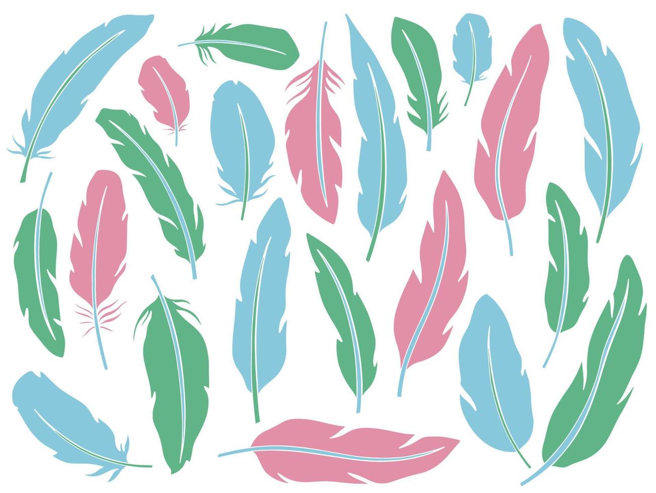 Feather boho set.Hand drawn style. vector