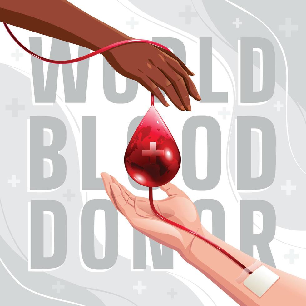 concepto del día mundial del donante de sangre con manos donando sangre vector