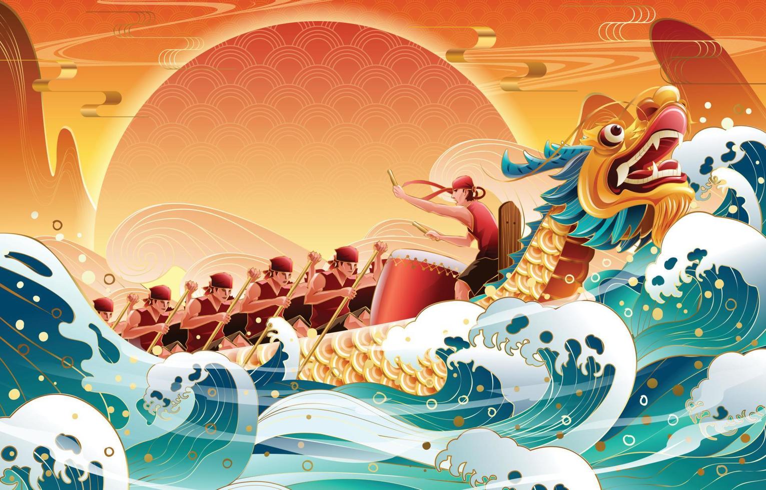 Dragon Boat Festival Concept Background vector