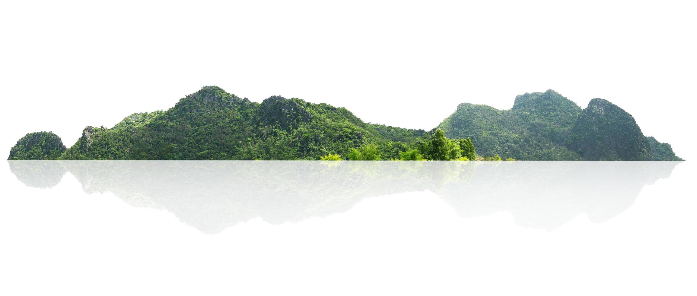 rock mountain hill with green forest isolate on white background photo