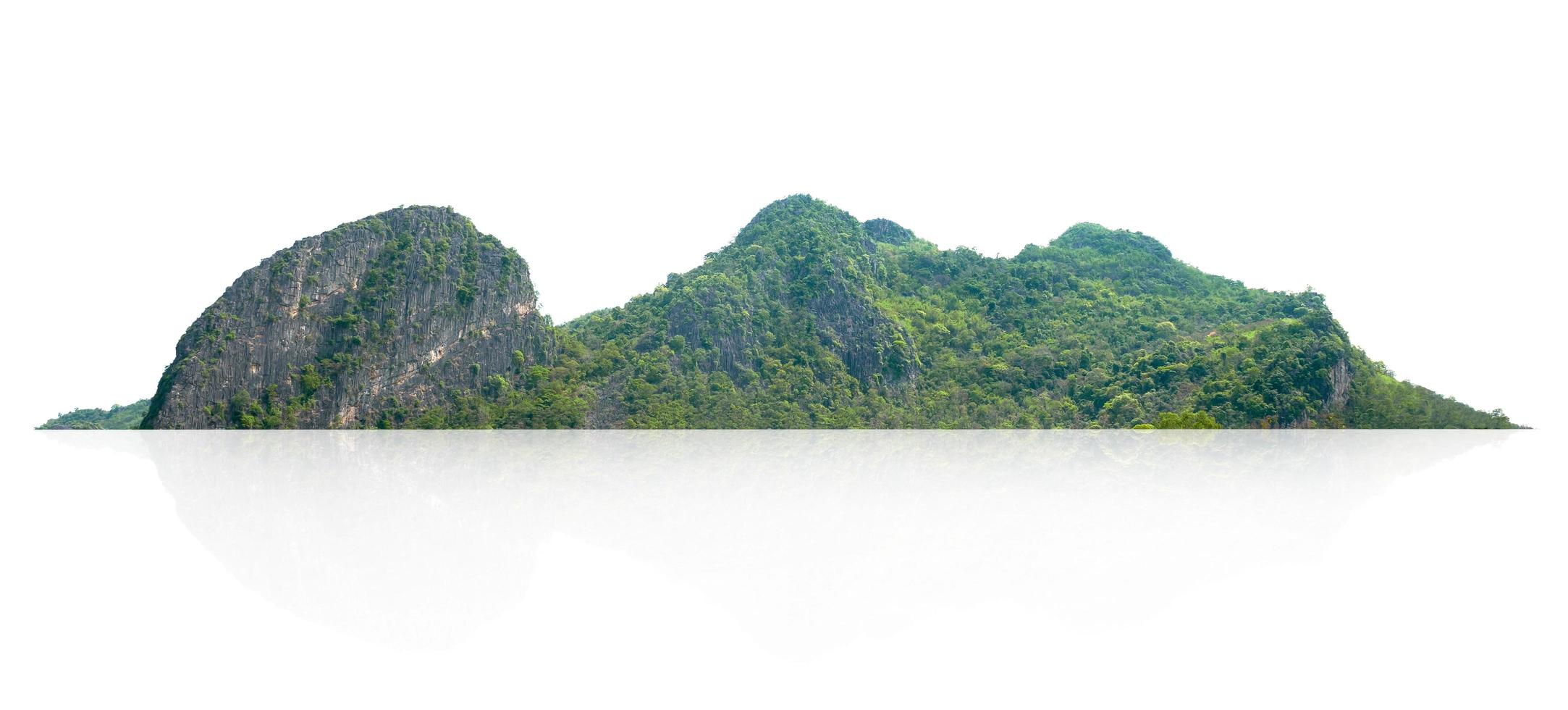 rock mountain hill with green forest isolate on white background photo