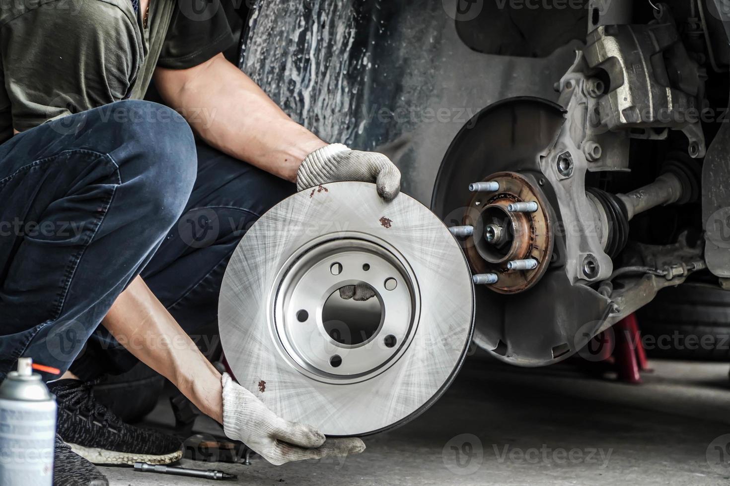 Brand new brake discs for garage cars. photo