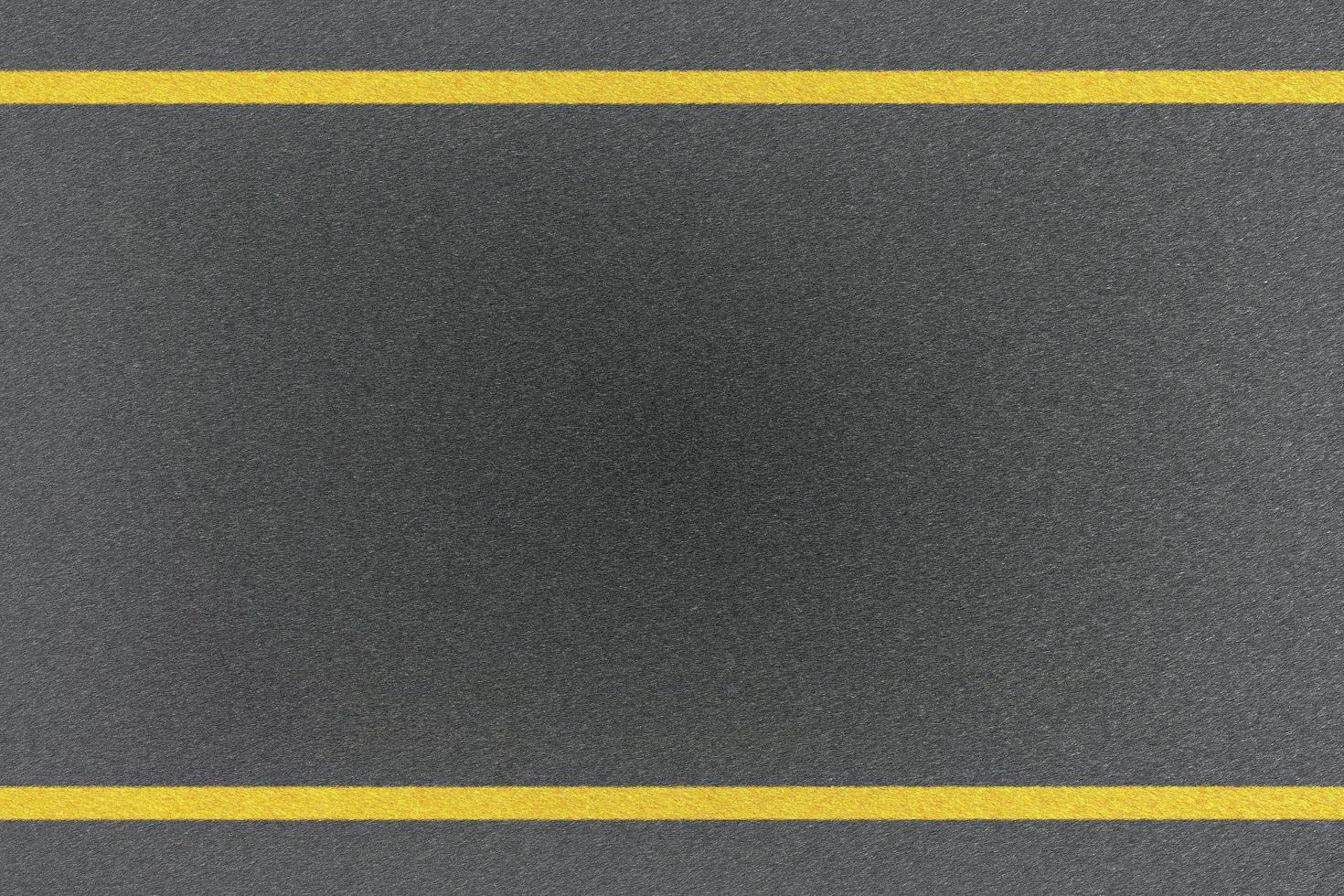 Top view of traffic yellow line marking on metal platform, abstract background photo