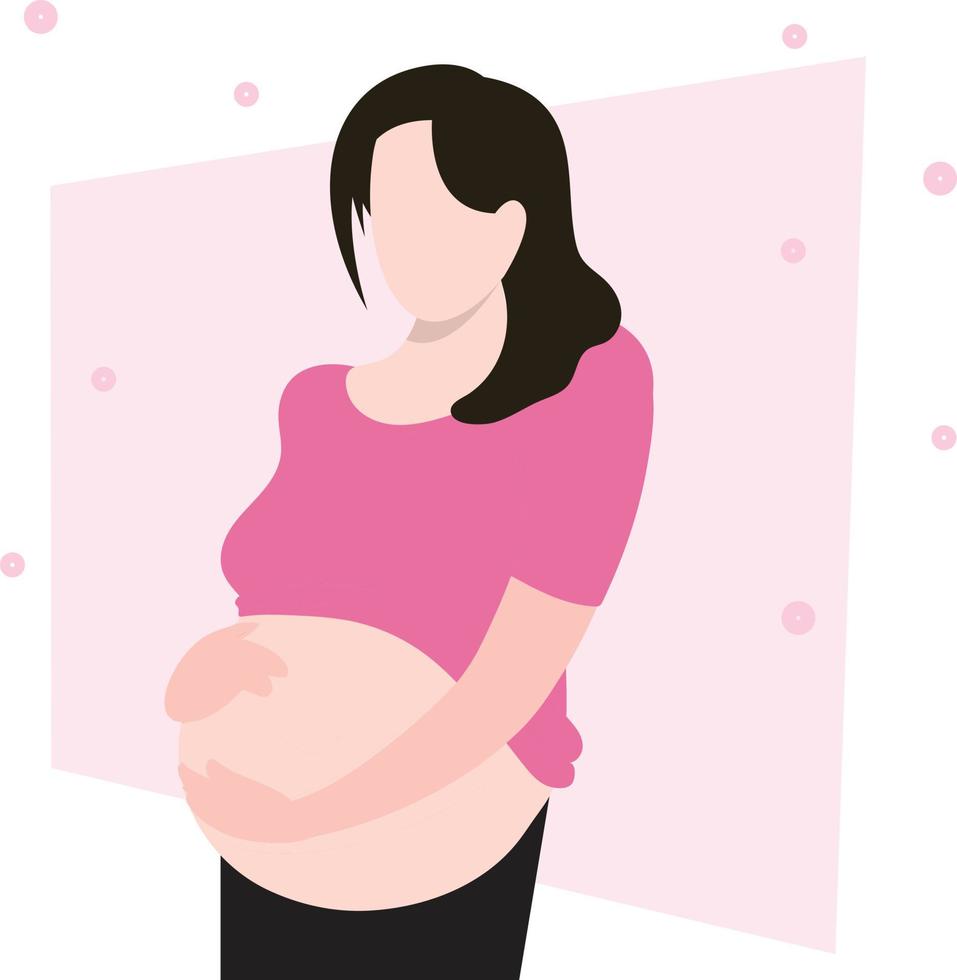 The pregnant lady is standing. vector