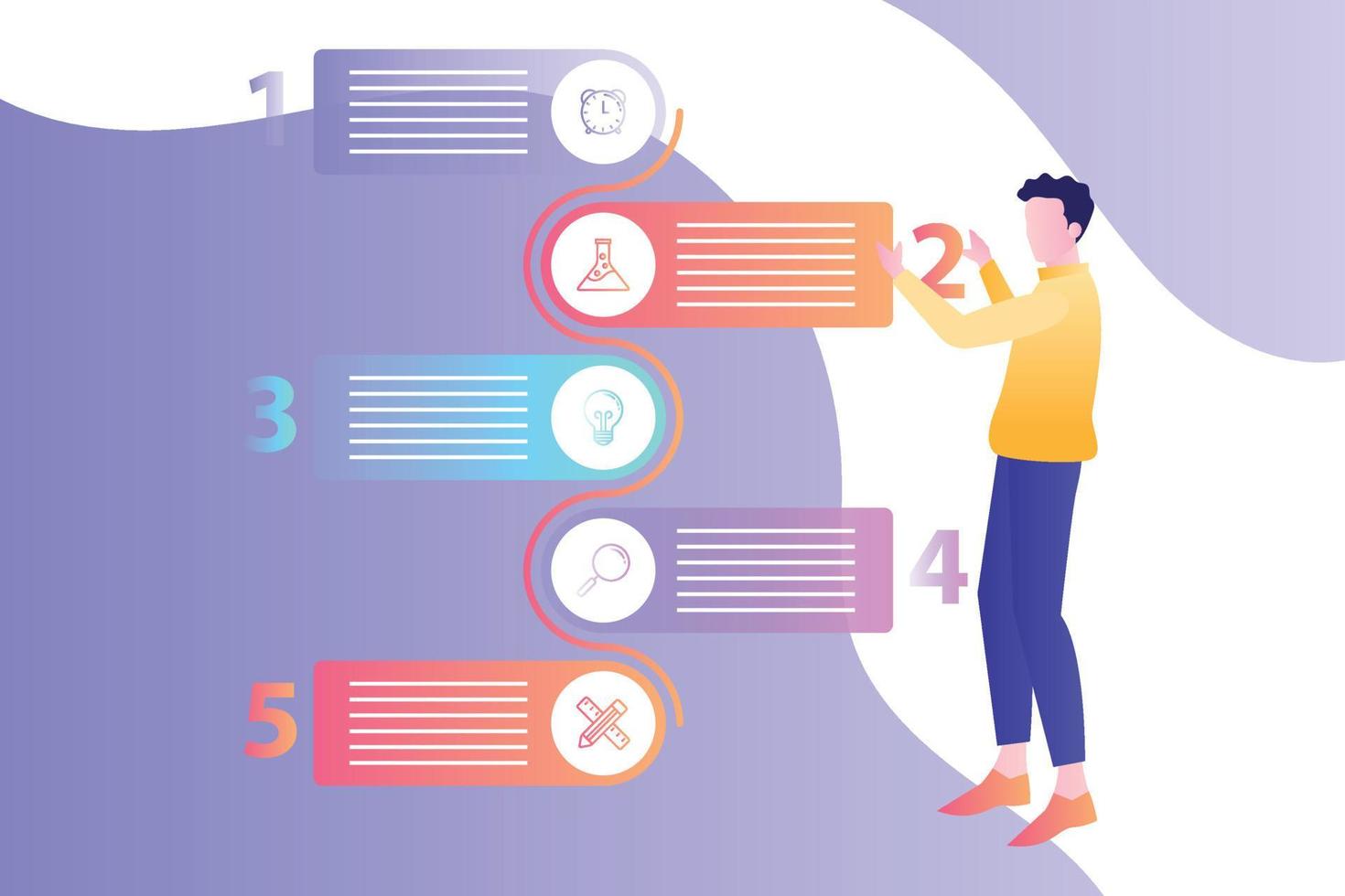 The boy is working on landing page. vector