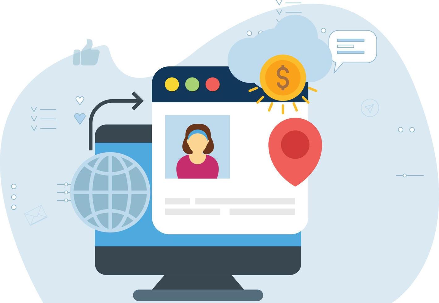 The digital marketing is happening online. vector