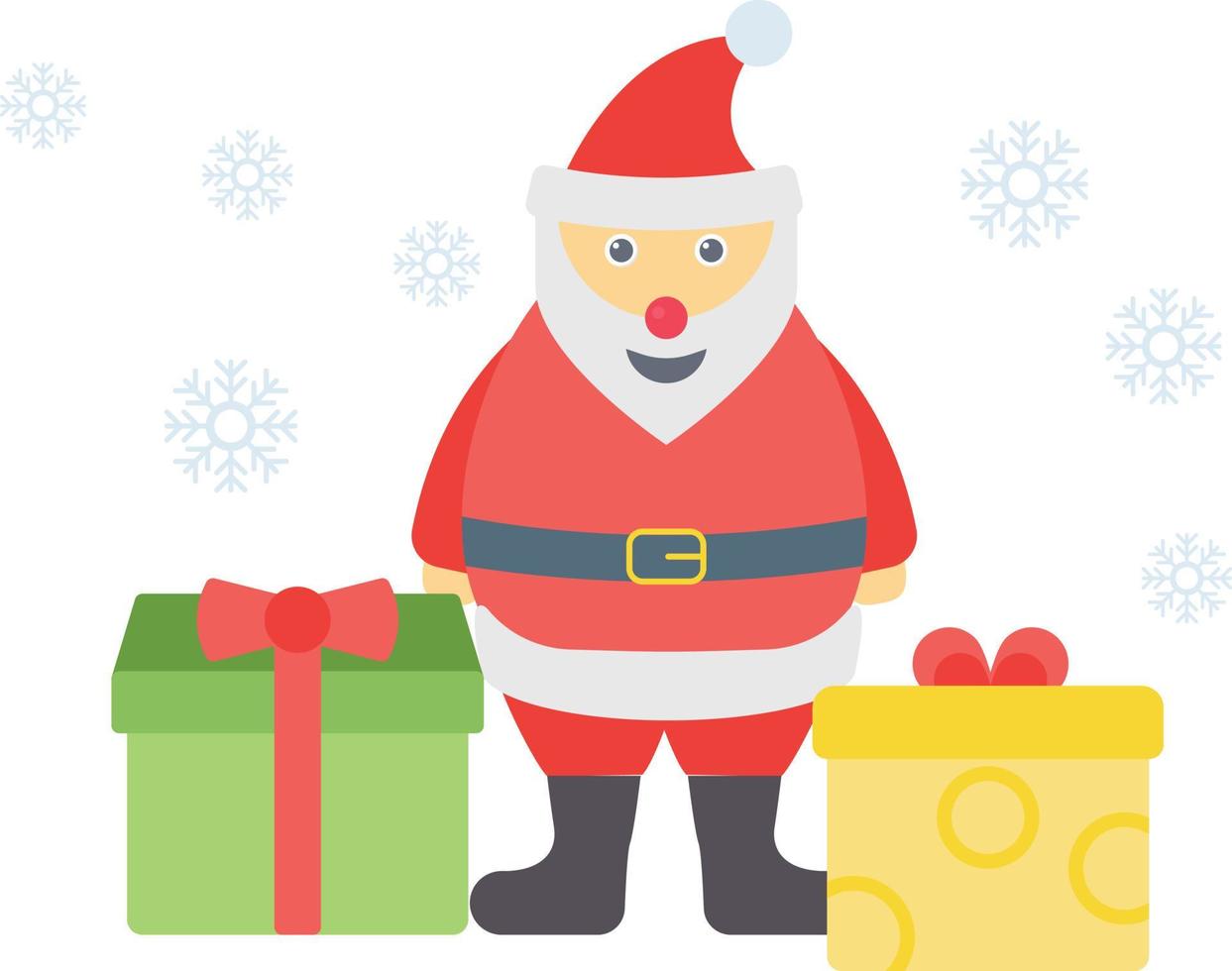 santa claus está parado con regalos de navidad. vector