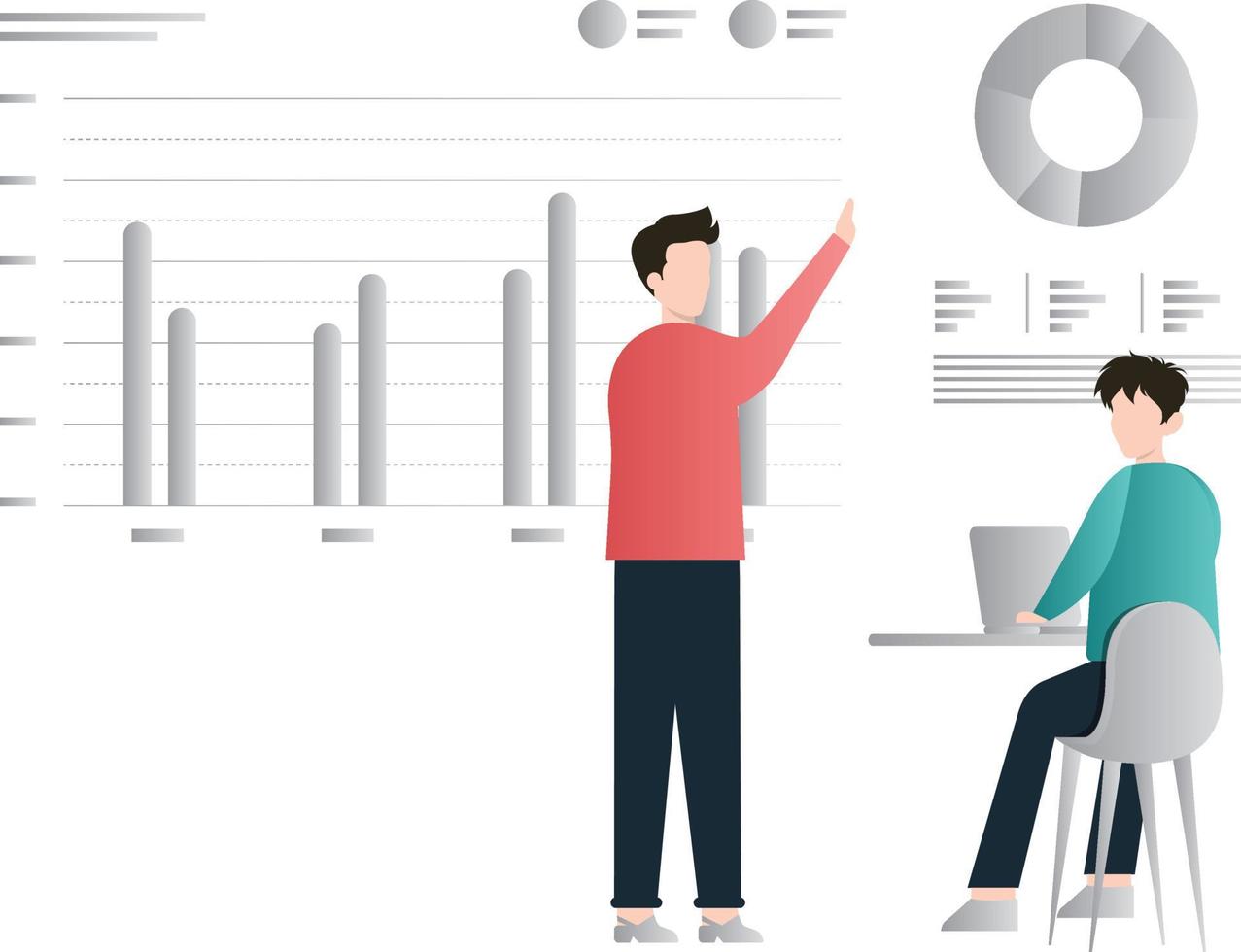 The boys discussing about data. vector