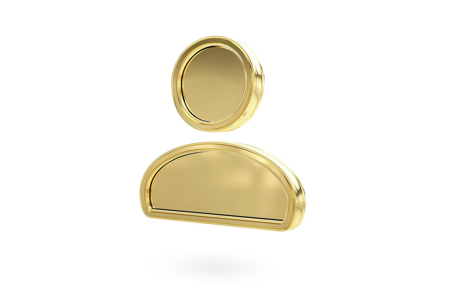 Gold users icon isolated on white background. Social network button. 3D rendering photo