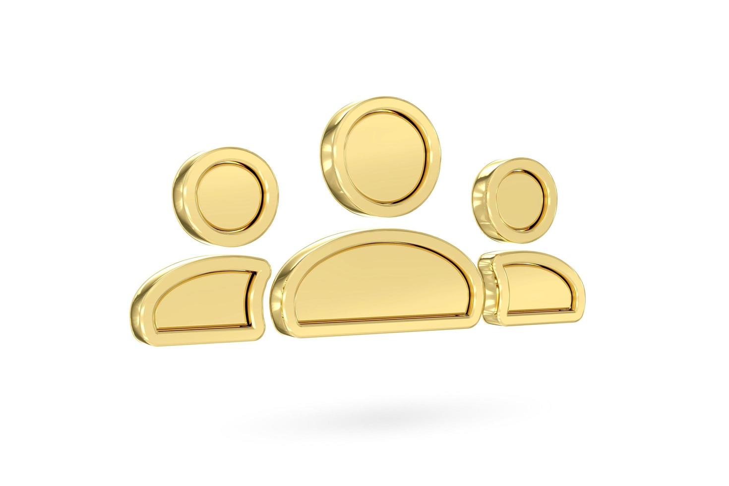 Gold partnership icon isolated on white background. Social network button. 3D rendering photo