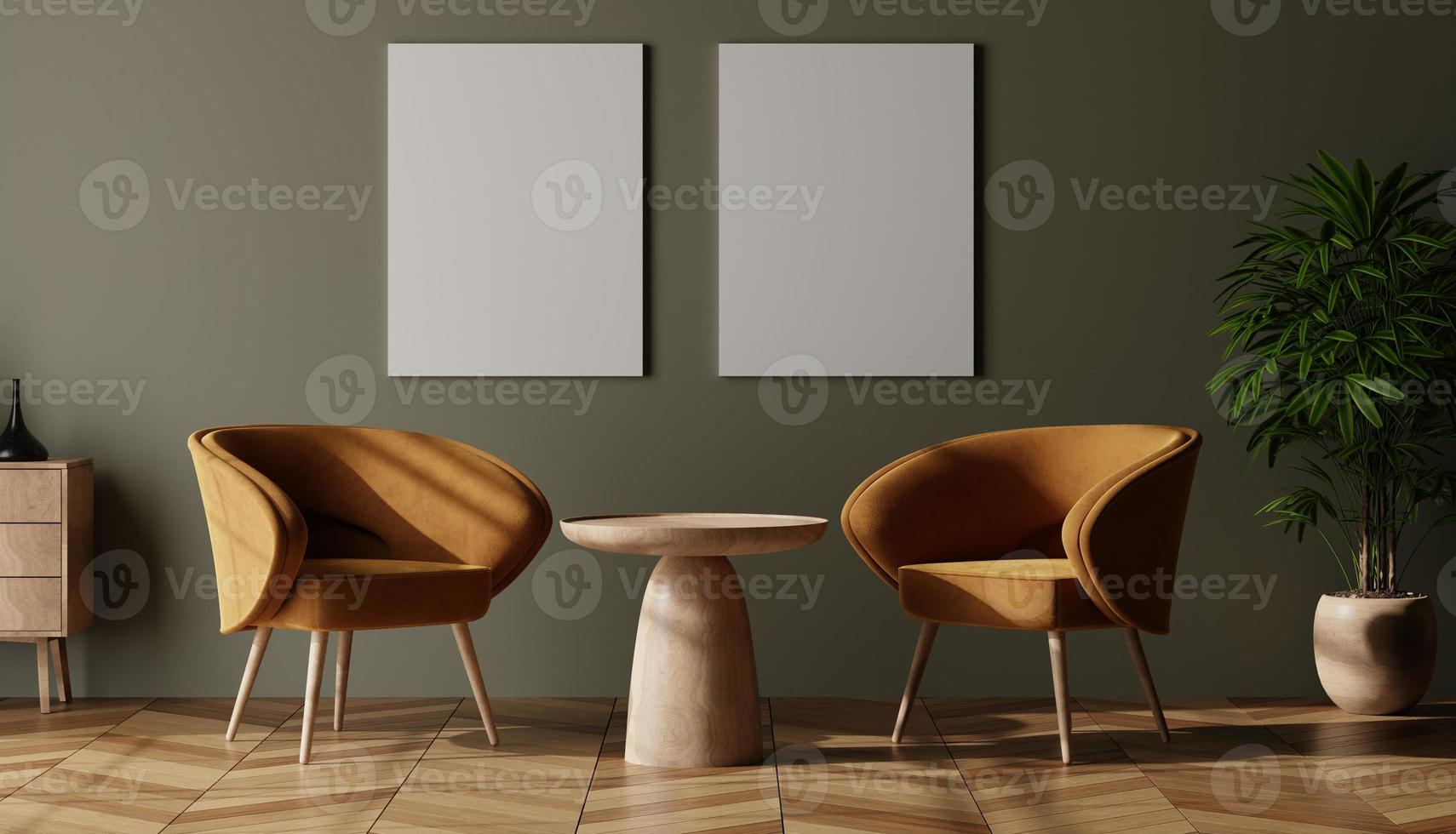 photo frame mockup in clean minimalist scandinavian room. 3d rendering