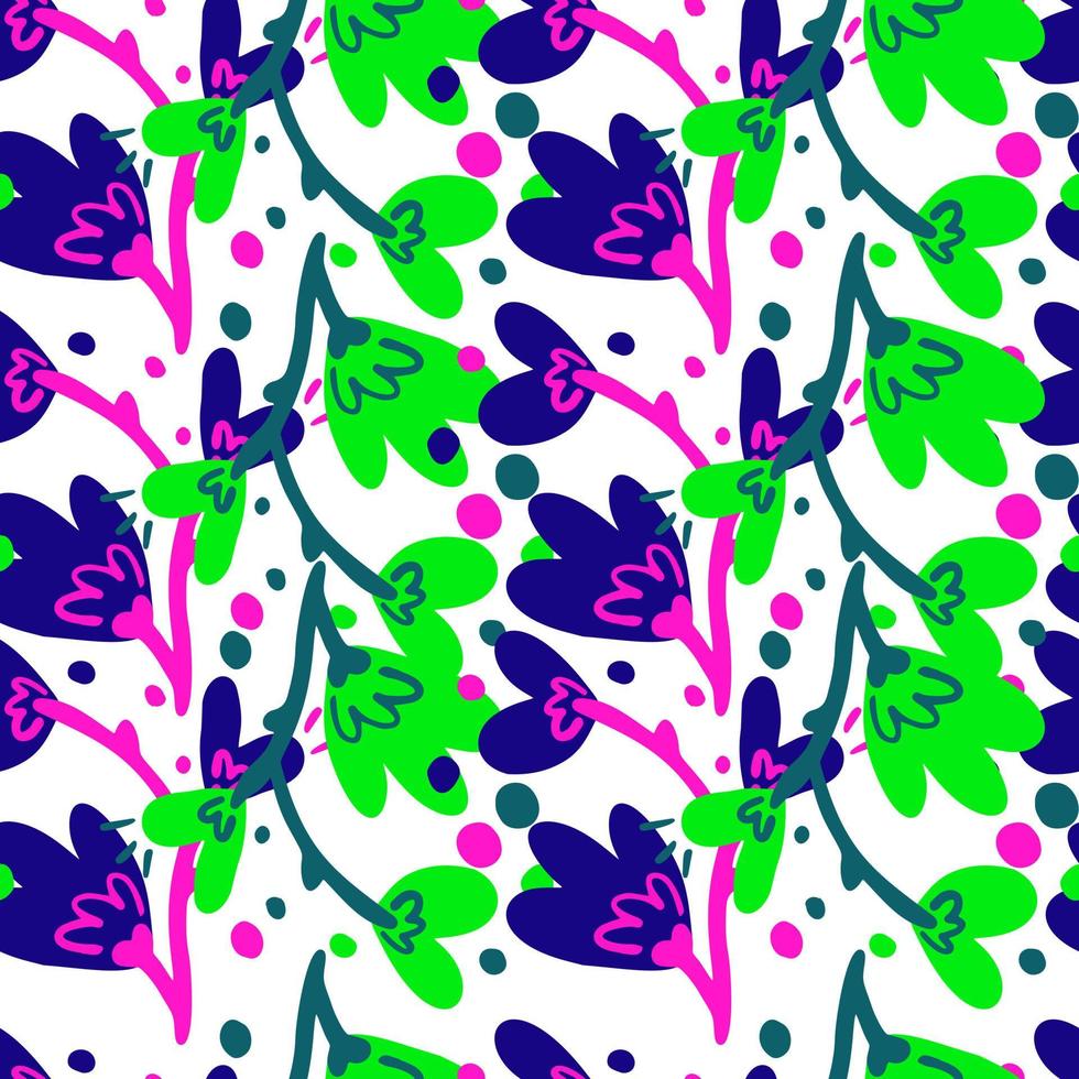 Abstract flowers seamless pattern. vector