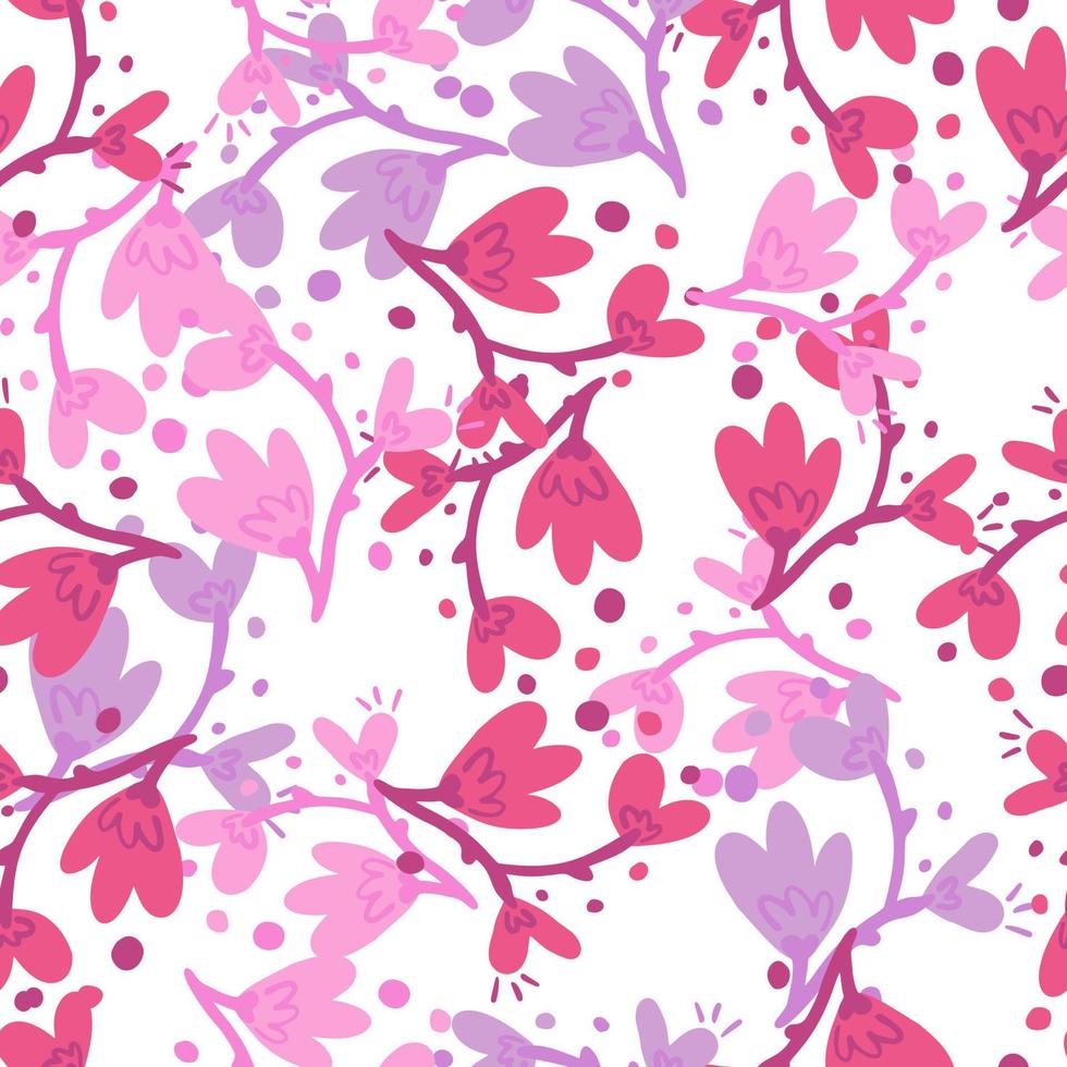 Abstract flowers seamless pattern. vector