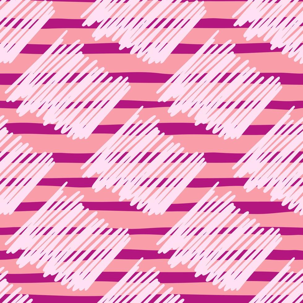 Brushstrokes and thin stripes seamless pattern. Cross Hatching endless background. Grunge backdrop. vector